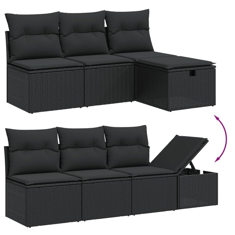 vidaXL 7 Piece Poly Rattan Sofa Set in Black