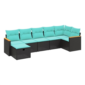 vidaXL 7 Piece Poly Rattan Sofa Set in Black/Blue