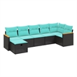 vidaXL 7 Piece Poly Rattan Sofa Set in Black/Blue