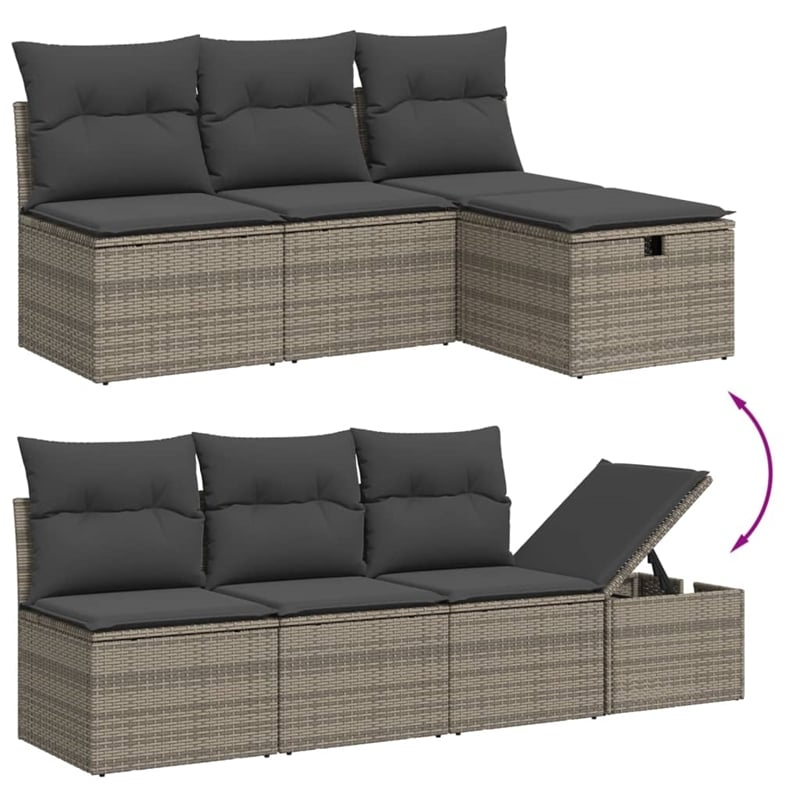 vidaXL 7 Piece Poly Rattan Sofa Set in Gray