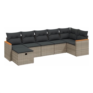 vidaXL 7 Piece Poly Rattan Sofa Set in Gray