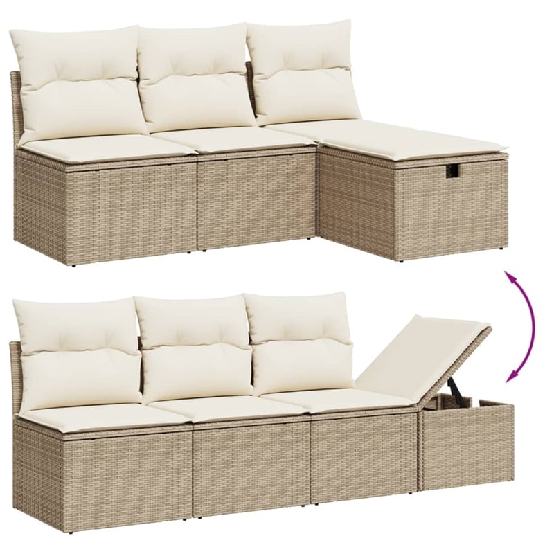 vidaXL 8 Piece Poly Rattan Sofa Set in Beige