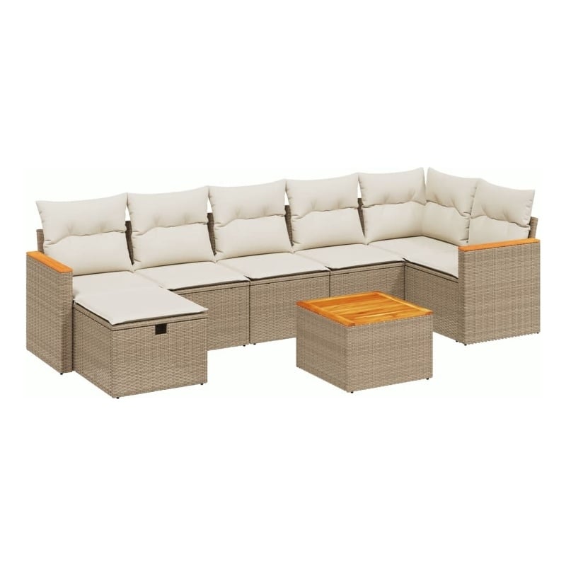 vidaXL 8 Piece Poly Rattan Sofa Set in Beige