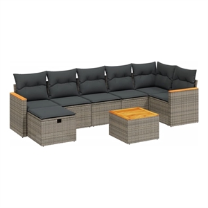 vidaXL 8 Piece Solid Acacia Wood Sofa Set in Gray