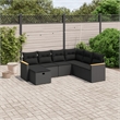vidaXL 7 Piece Poly Rattan Sofa Set in Black