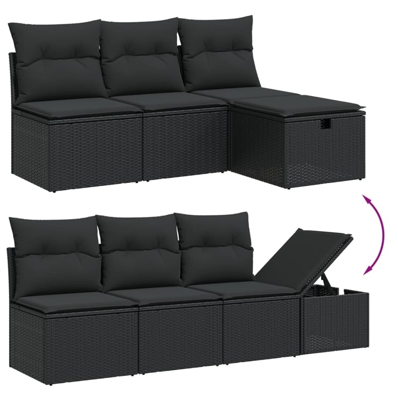 vidaXL 7 Piece Poly Rattan Sofa Set in Black