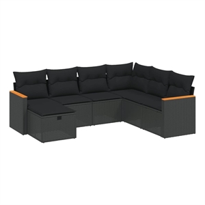 vidaXL 7 Piece Poly Rattan Sofa Set in Black
