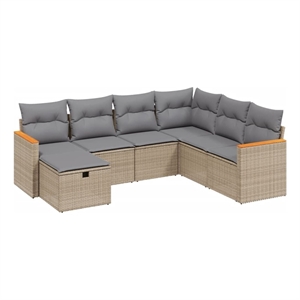 vidaXL 7 Piece Poly Rattan Small Sofa Set in Beige