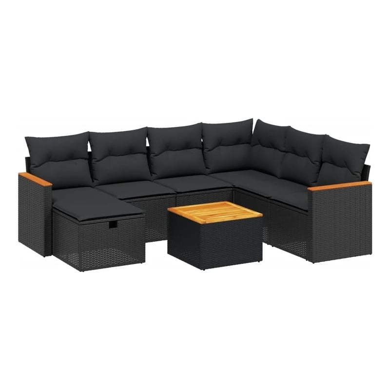 vidaXL 8 Piece Poly Rattan Sofa Set in Black
