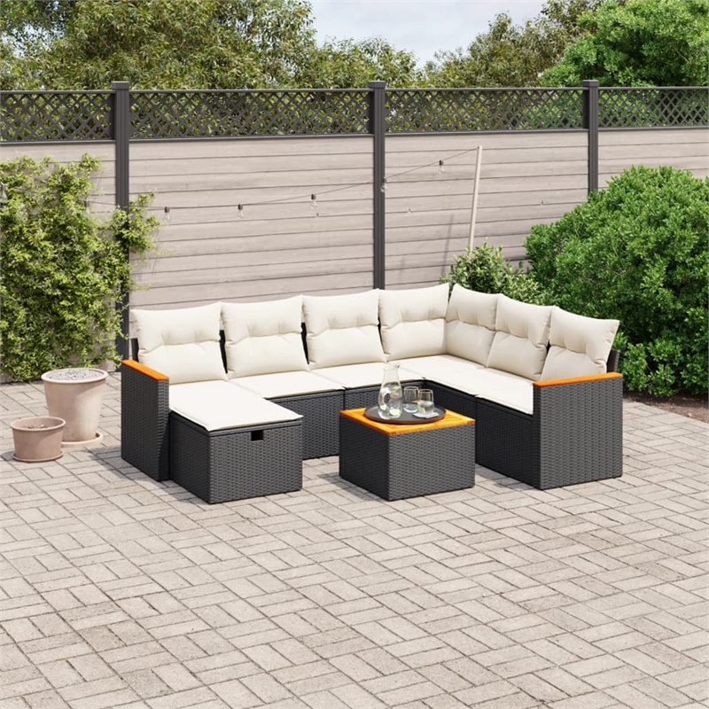 vidaXL 8 Piece Steel Sofa Set in Black
