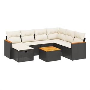 vidaXL 8 Piece Steel Sofa Set in Black