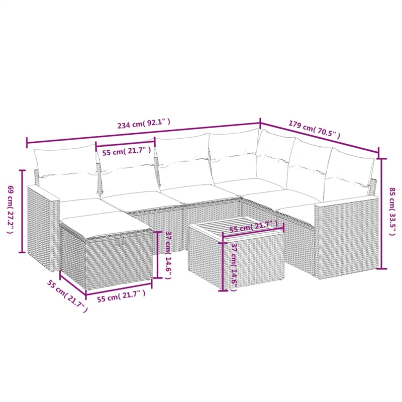 vidaXL 8 Piece Sofa Set in Beige