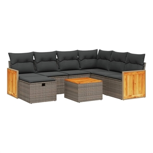 vidaXL 8 Piece Solid Acacia Wood Sofa Set in Gray