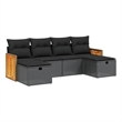 vidaXL 6 Piece Poly Rattan Sofa Set in Black