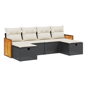 vidaXL 6 Piece Poly Rattan Small Sofa Set in Black