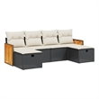 vidaXL 6 Piece Poly Rattan Small Sofa Set in Black