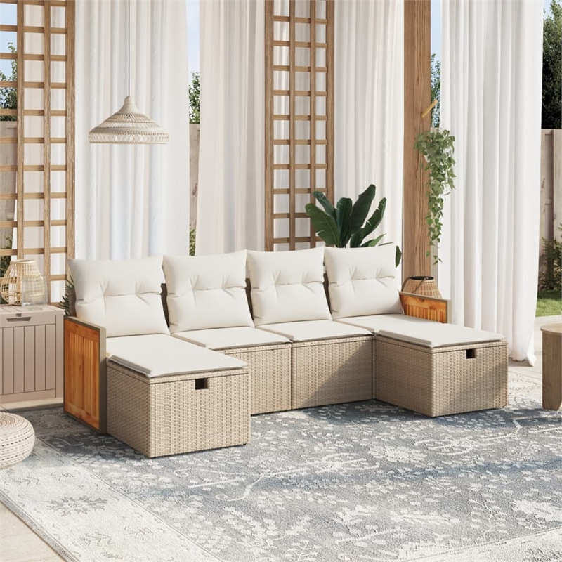 vidaXL 6 Piece Steel Sofa Set in Beige