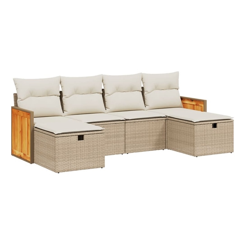 vidaXL 6 Piece Steel Sofa Set in Beige
