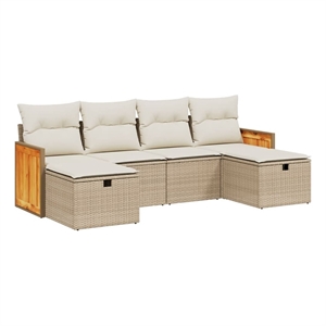 vidaXL 6 Piece Steel Sofa Set in Beige