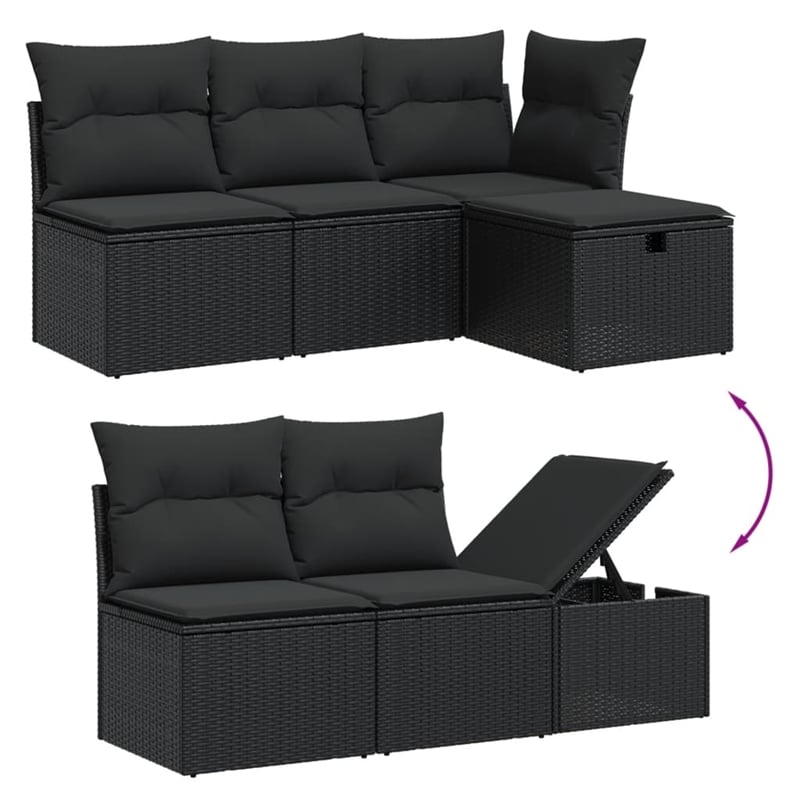 vidaXL 11 Piece Poly Rattan Small Sofa Set in Black