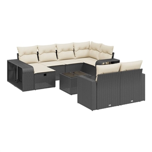 vidaXL 11 Piece Steel Sofa Set in Black/White/Cream