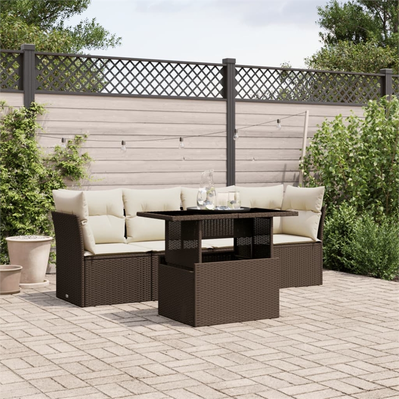vidaXL 5 Piece Steel Sofa Set in Brown