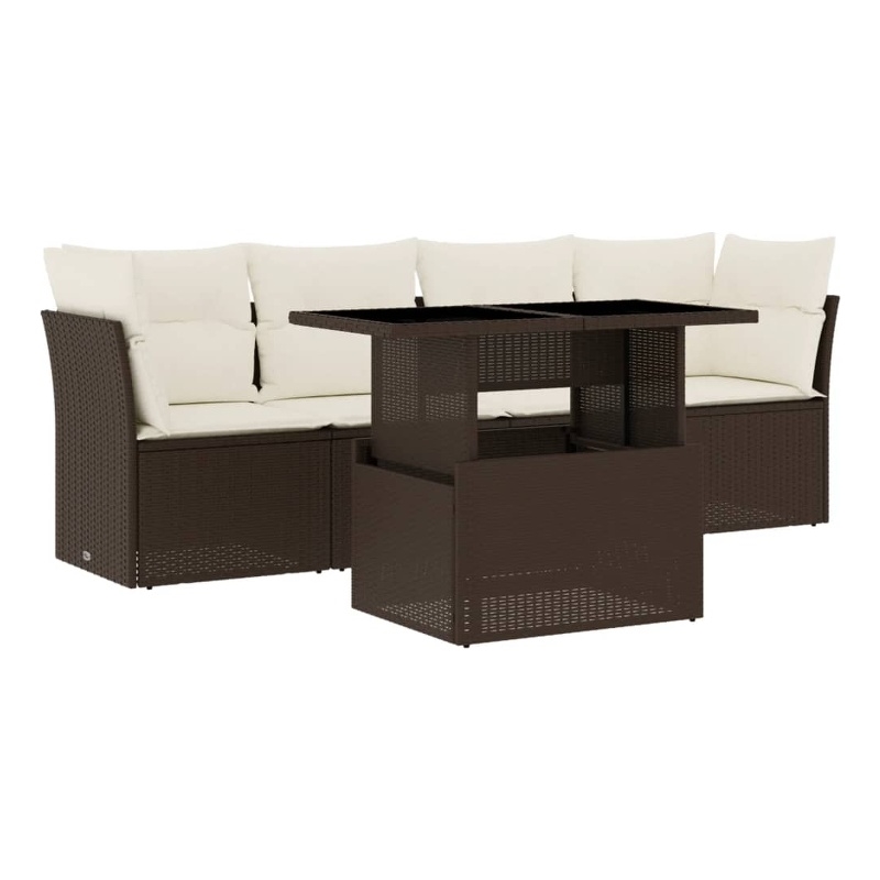 vidaXL 5 Piece Steel Sofa Set in Brown