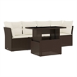 vidaXL 5 Piece Steel Sofa Set in Brown