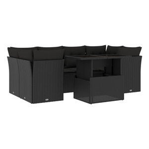 vidaXL Steel Large Sofa Set in Black