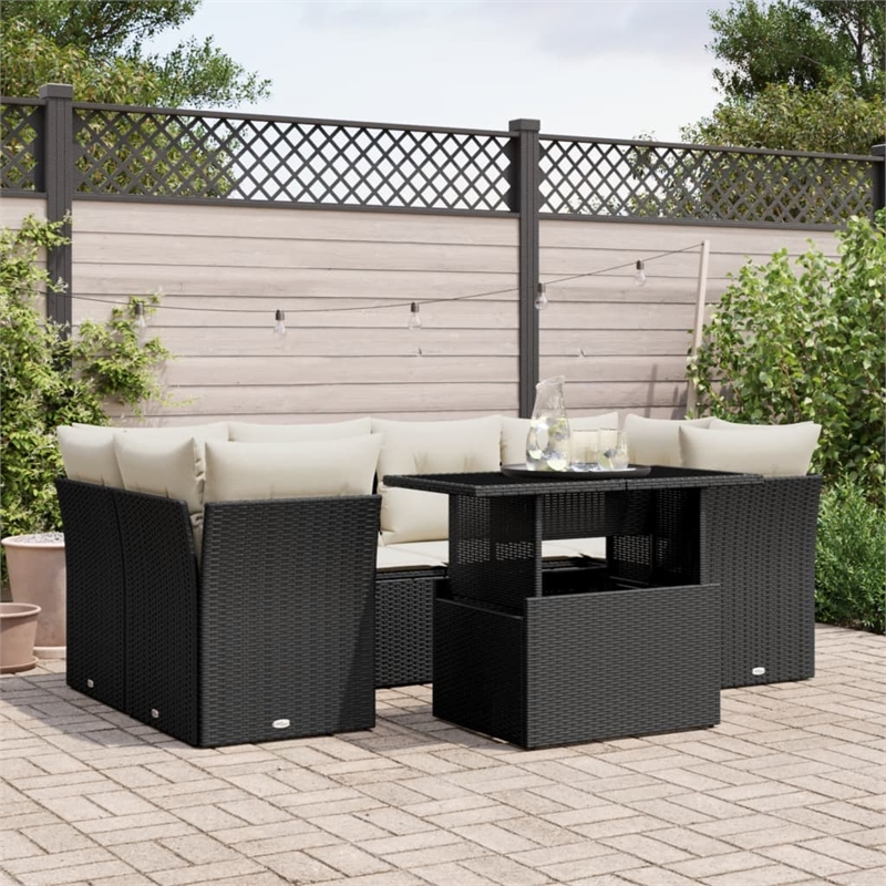 vidaXL 7 Piece Sofa Set in Black/White/Cream
