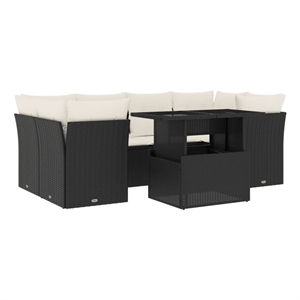 vidaXL 7 Piece Sofa Set in Black/White/Cream