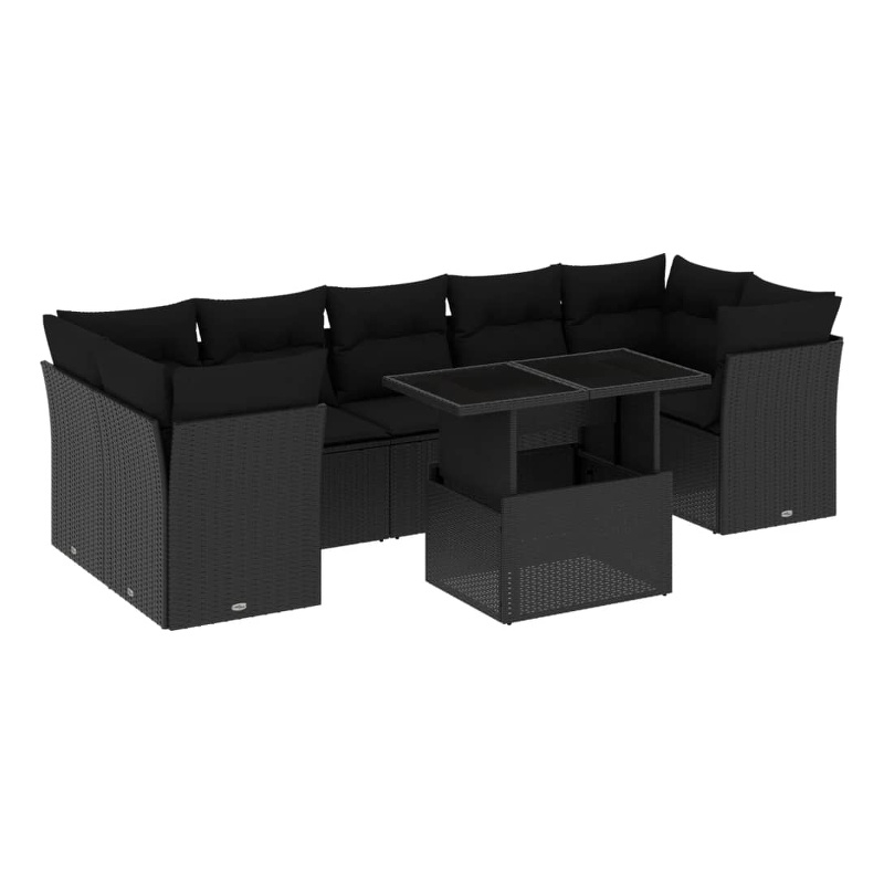 vidaXL 8 Piece Steel Sofa Set in Black