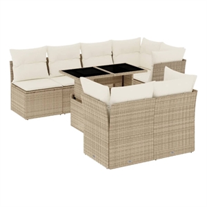vidaXL 8 Piece Steel Sofa Set in Beige