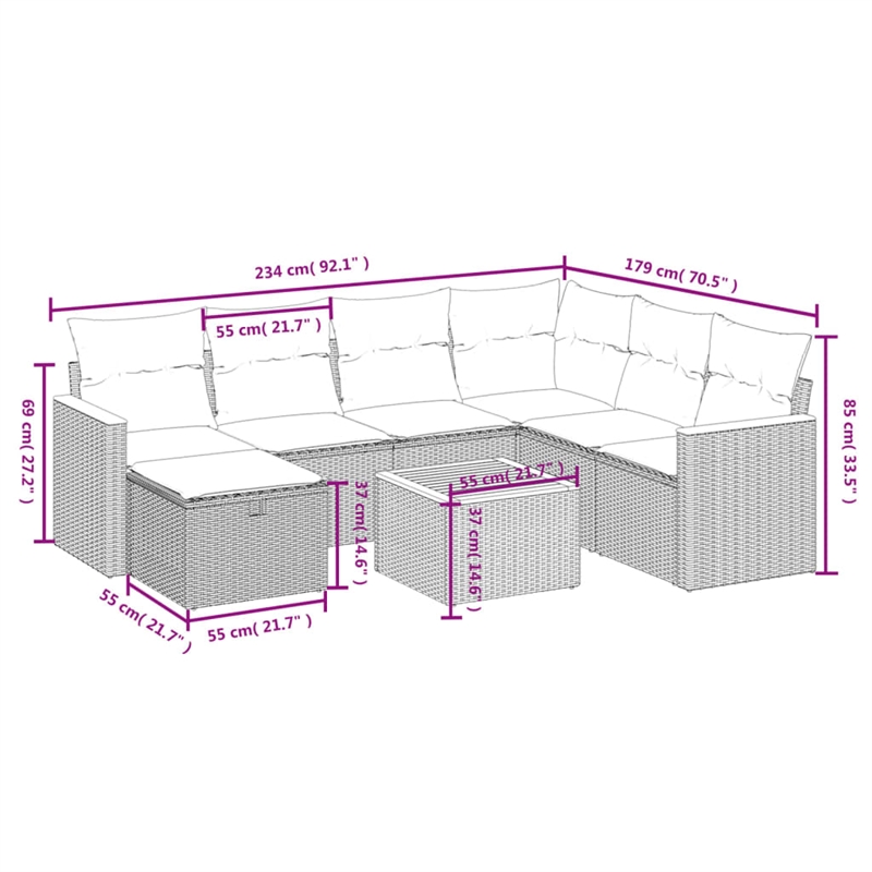 vidaXL 8 Piece Solid Acacia Wood Sofa Set in Gray