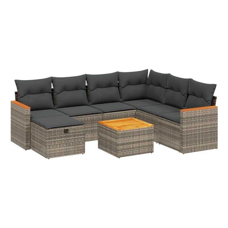 vidaXL 8 Piece Solid Acacia Wood Sofa Set in Gray
