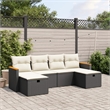 vidaXL 6 Piece Poly Rattan Patio Sofa Set in Black/White/Cream