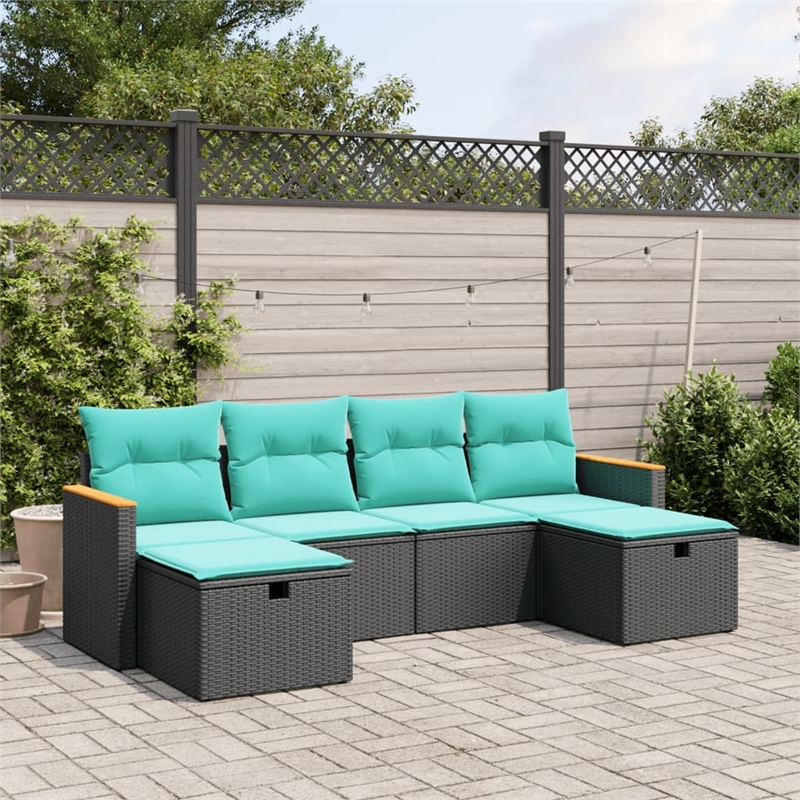 vidaXL 6 Piece Steel Sofa Set in Black