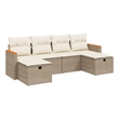 vidaXL 6 Piece Steel Sofa Set in White/Cream/Beige