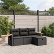 vidaXL Poly Rattan Small Sofa Set in Black