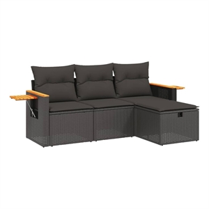 vidaXL Poly Rattan Small Sofa Set in Black