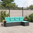 vidaXL 5 Piece Poly Rattan Sofa Set in Black/Blue