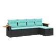 vidaXL 5 Piece Poly Rattan Sofa Set in Black/Blue