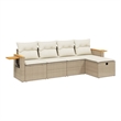 vidaXL 5 Piece Poly Rattan Sofa Set in White/Cream/Beige