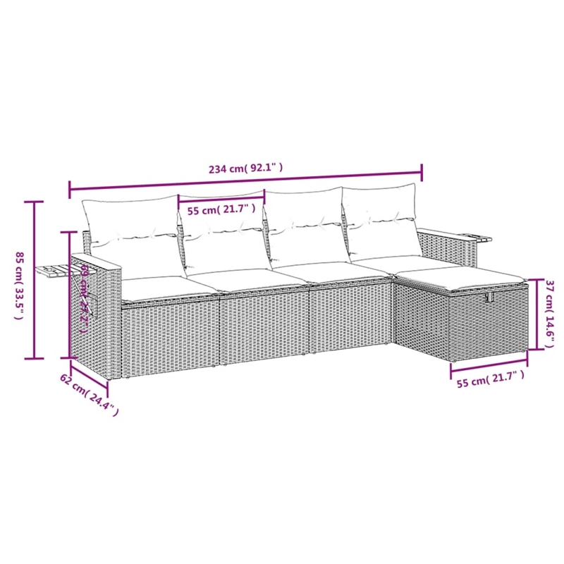 vidaXL 5 Piece Steel Sofa Set in Gray/Beige