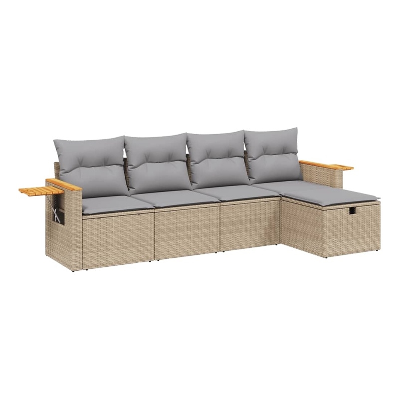 vidaXL 5 Piece Steel Sofa Set in Gray/Beige