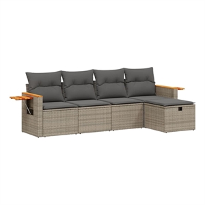 vidaXL 5 Piece Poly Rattan Sofa Set in Gray