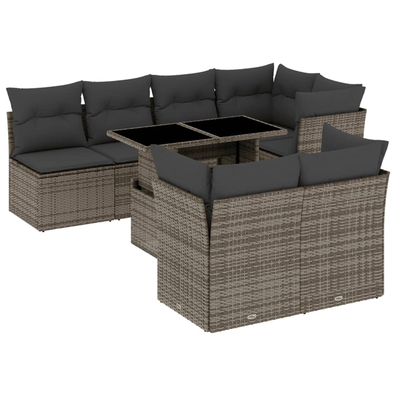 vidaXL 8 Piece Poly Rattan Sofa Set in Gray