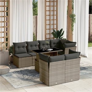 vidaXL 8 Piece Poly Rattan Sofa Set in Gray