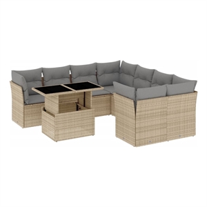 vidaXL 9 Piece Small Sofa Set in Gray/Beige