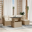 vidaXL 6 Piece Poly Rattan Sofa Set in Beige